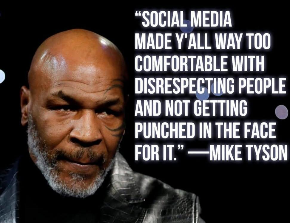 SOCIAL MEDIA MADE Y'ALL WAY TOO COMFORTABLE WITH DISRESPECTING PEOPLE AND NOT GETTING PUNCHED IN THE FACE FOR IT.