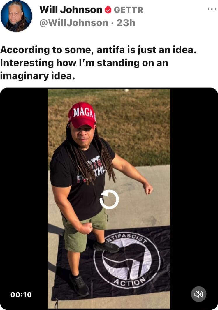 According to some, antifa is just an idea. Interesting how I'm standing on an imaginary idea.
