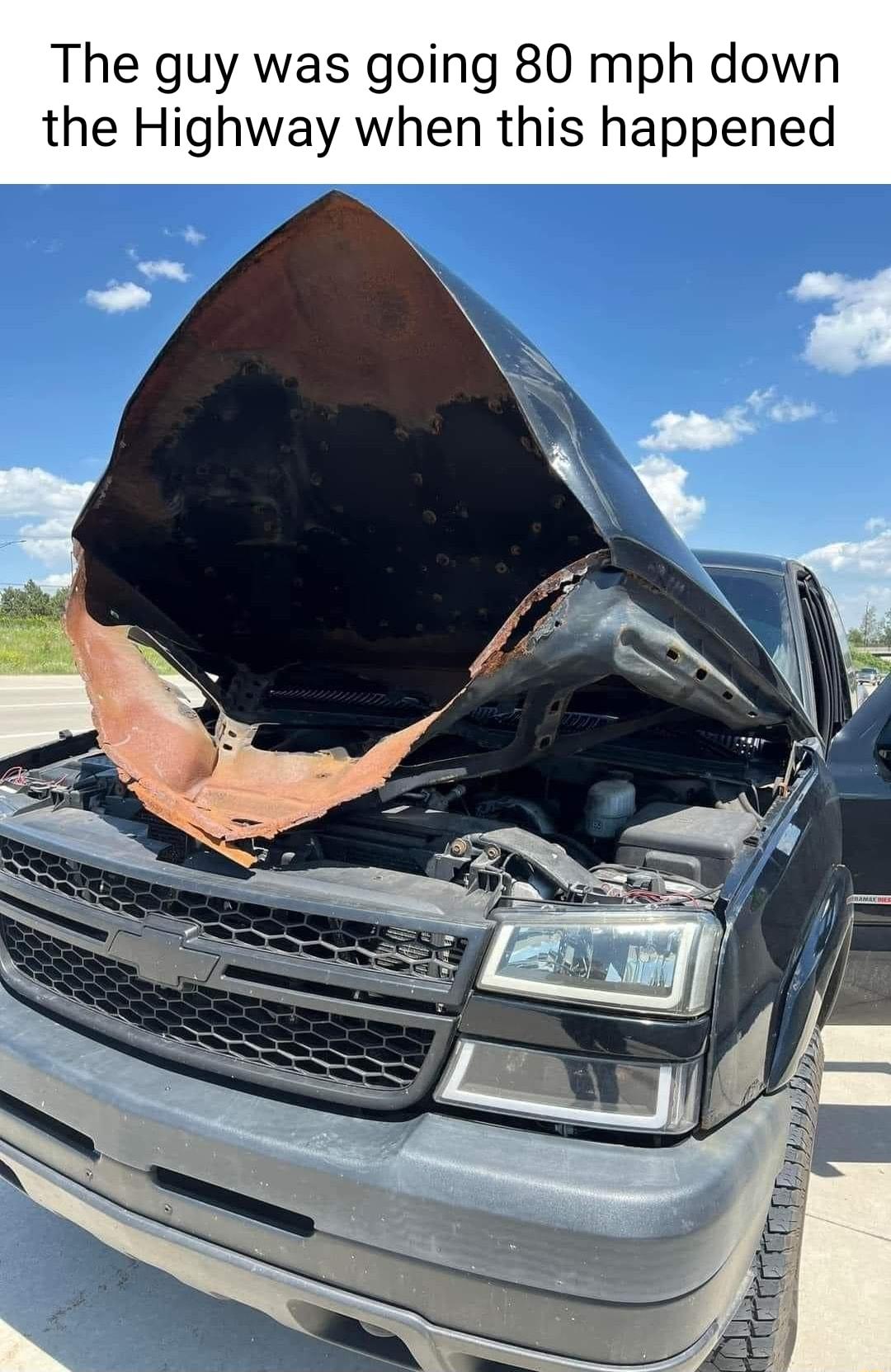 The guy was going 80 mph down the Highway when this happened