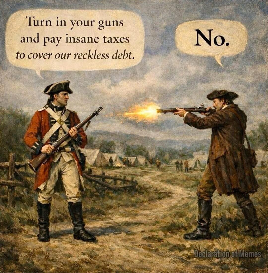 Turn in your guns and pay insane taxes to cover our reckless debt. No. Declaration of Memes