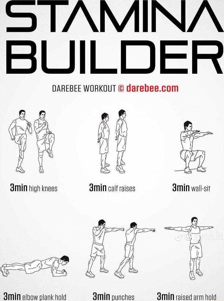 o AMINA BUILDER DAREBEE WORKOUT darebeecom 3min high knees 3min elbow plank hold 3min ounches 3min raised arm hold