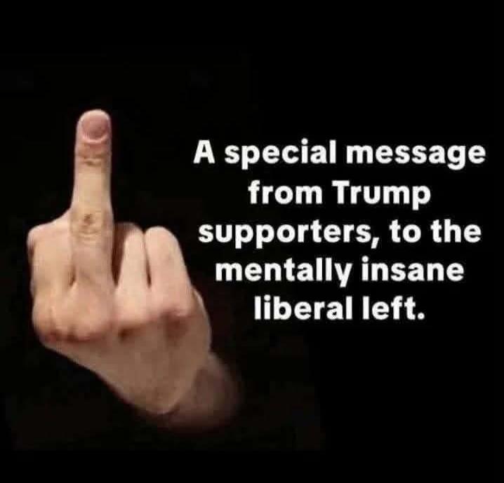 A special message from Trump supporters, to the mentally insane liberal left.