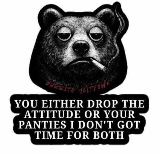 BURRITO MELTDOWN YOU EITHER DROP THE ATTITUDE OR YOUR PANTIES I DON'T GOT TIME FOR BOTH