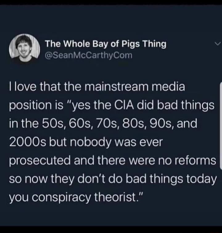 The Whole Bay of Pigs Thing SeanMcCarthyCom ROVERGEIRGEENEIRSCEE N lElo F position is yes the CIA did bad things in the 50s 60s 70s 80s 90s and L1010 LY o1U Wale olele WANEIN VS ol elITolVI cTo lale AU TSR Halo N i ol na o NaleATalVAe ogR e N oFTo Rialple R tole V Ve lUNelelaYolloVATalTo 15