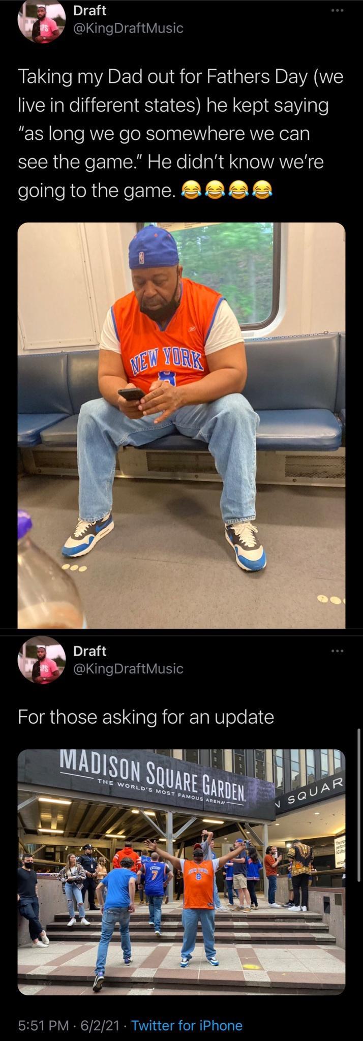 Draft KingDraftMusic ELaleRaniYARE e RelVid ol g SIS DEWAYE live in different states he kept saying as long we go somewhere we can see the game He didnt know were going to the game 2 8 2 Draft KingDraftMusic For those asking for an update 551 PM 6221 Twitter for iPhone