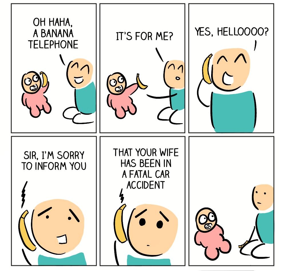 OH HAHA YES HELLOOOO A BANANA TELEPHONE TS FORMES SIR M SORRY THAT YOUR WIFE TO INFORM YOU HAS BEEN IN A FATAL CAR ACCIDENT