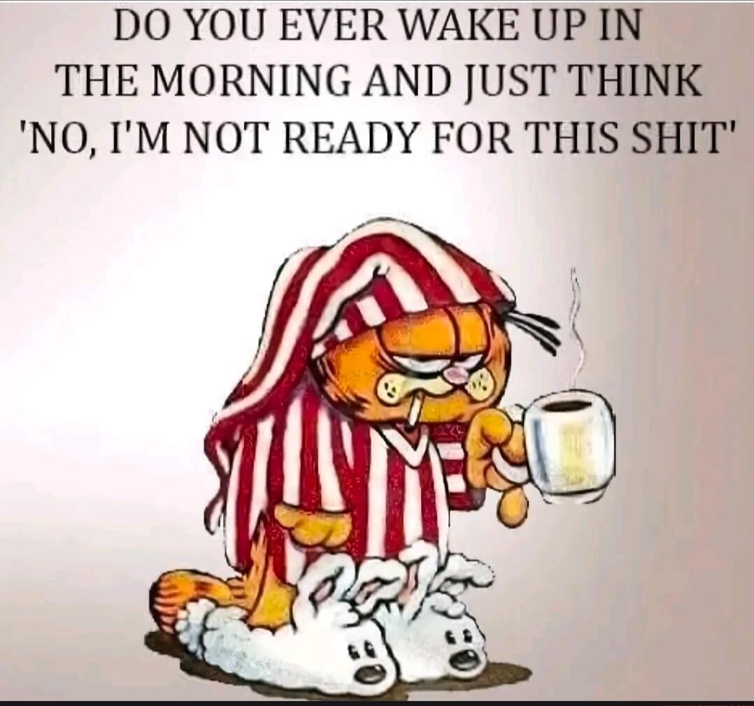 DO YOU EVER WAKE UP IN THE MORNING AND JUST THINK 'NO, I'M NOT READY FOR THIS SHIT'