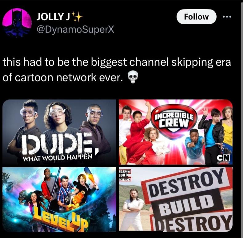 JOLLY 4 Fonow 108 DynamoSuperX this had to be the biggest channel skipping era of cartoon network ever B Ul T WD TP