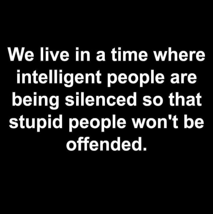 We live in a time where intelligent people are being silenced so that stupid people won't be offended.