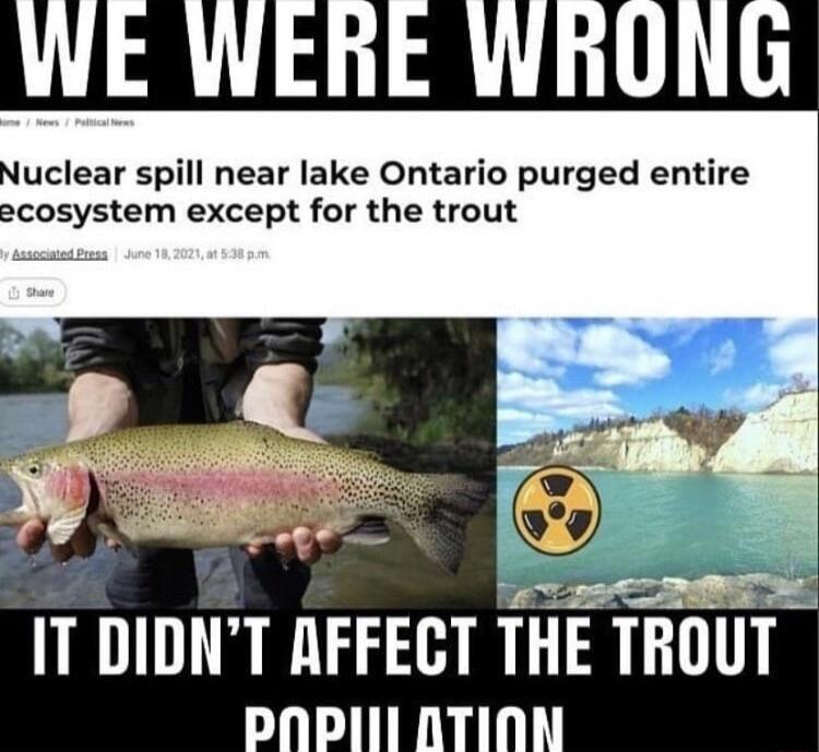 Nuclear spill near lake Ontario purged entire ecosystem except for the trout