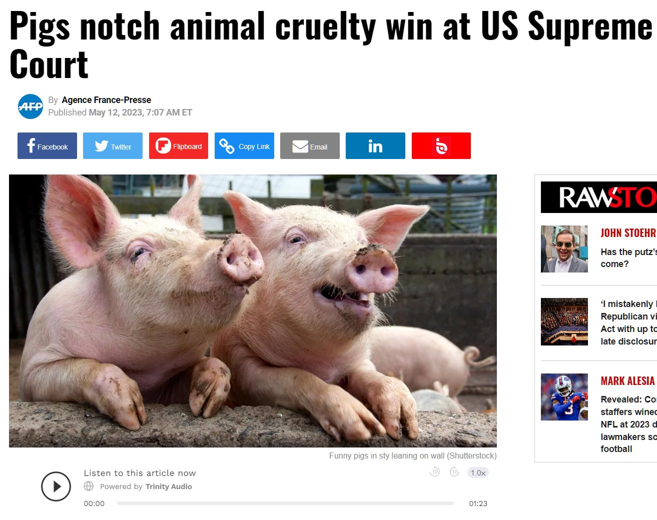 Pigs notch animal cruelty win at US Supreme Court 23 7 5 O I I