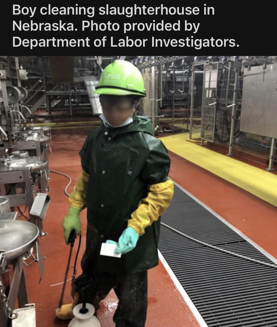 Boy cleaning slaughterhouse in Nebraska Photo provided by Department of Labor Investigators 1 6P g s