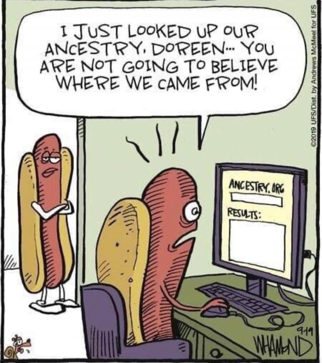 I just looked up our ancestry, Doreen... You are not going to believe where we came from! ANCESTRY.ORG RESULTS: