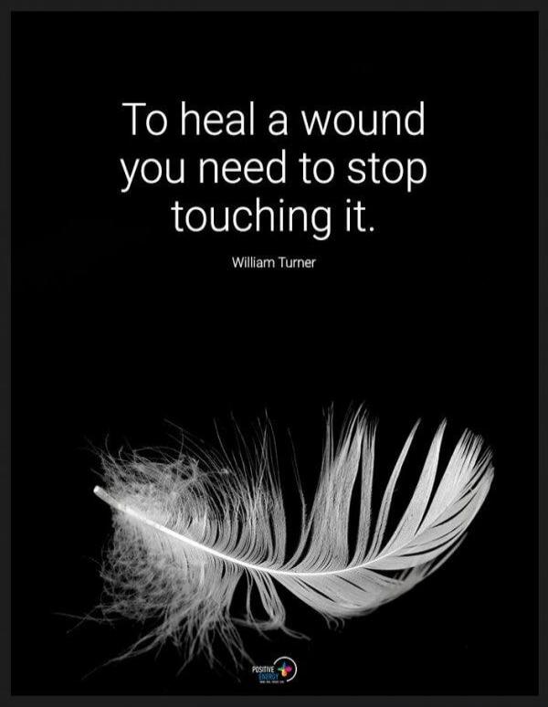 To heal a wound you need to stop touching it. William Turner