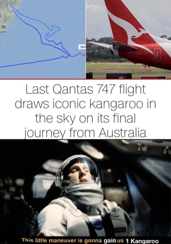 Last Qantas 747 flight draws iconic kangaroo in the sky on its final journey from Austraha This little maneuver is gonna gainus 1 Kangaroo