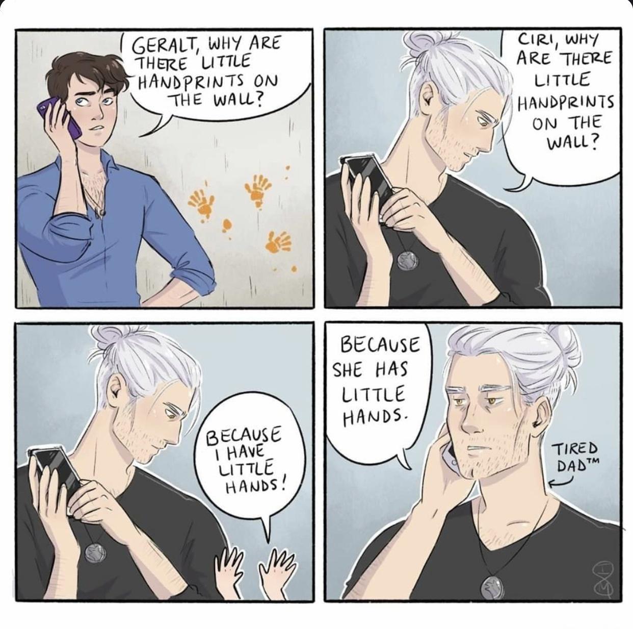 T GERALT WHY ARE S Ciry why Fhege UTILE o ARE THere HANDPRINTS ON UTIE N THE wAL HADPRINTS N THE BECAUSE SHE HAS LiTTLE HANDS