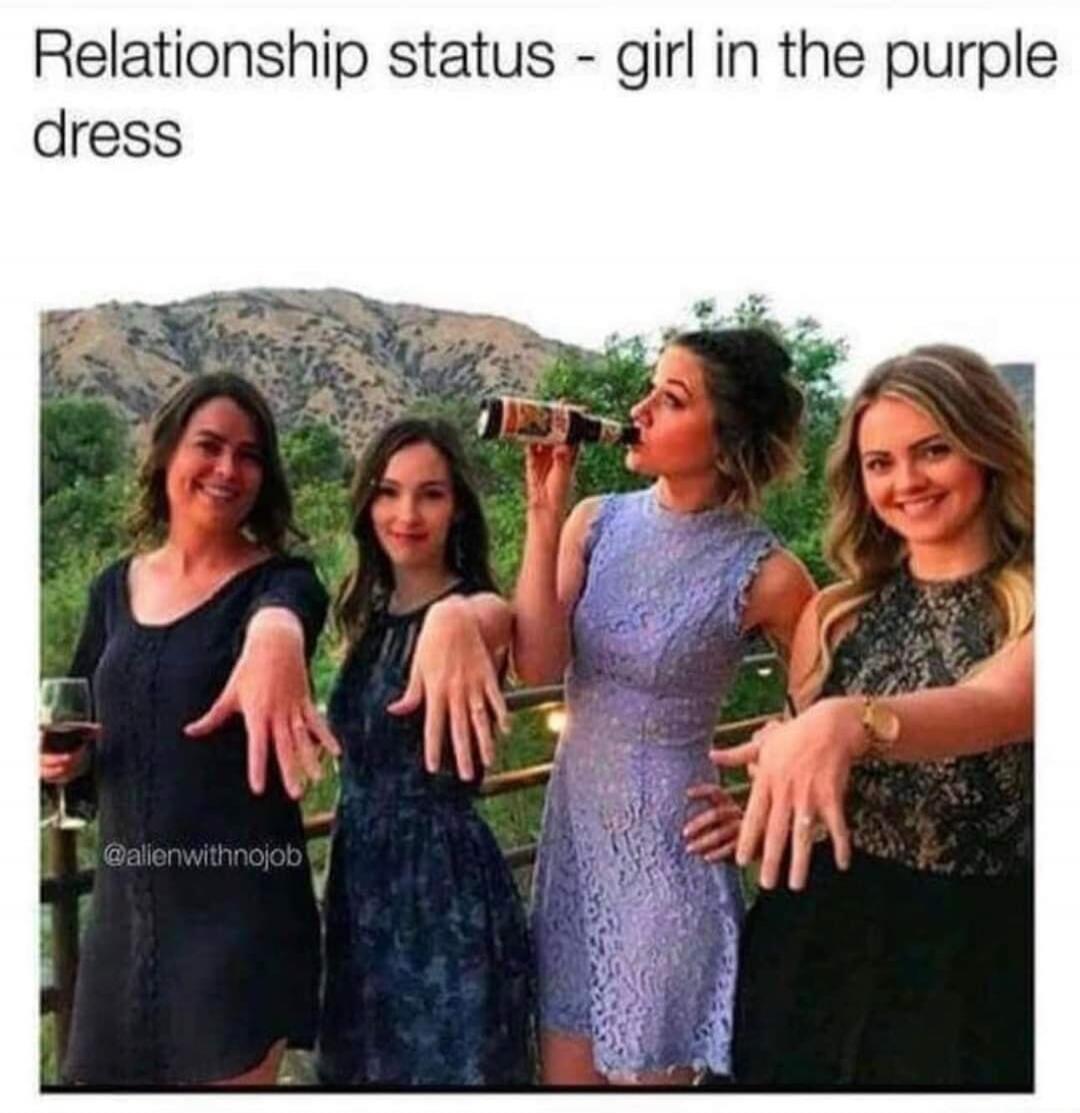 Relationship status - girl in the purple dress @alienwithnojob
