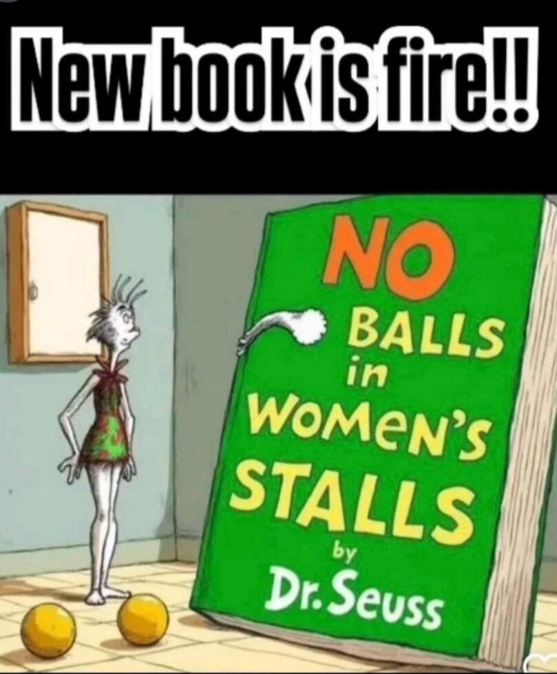 New book is fire!! NO BALLS in WOMEN'S STALLS by Dr. Seuss