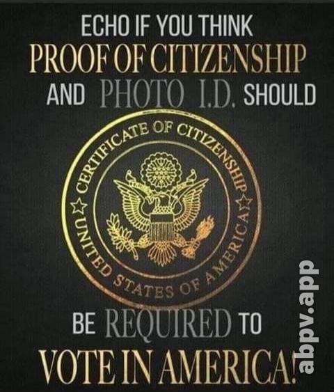 ECHO IF YOU THINK PROOF OF CITIZENSHIP AND PHOTO D SHouLD