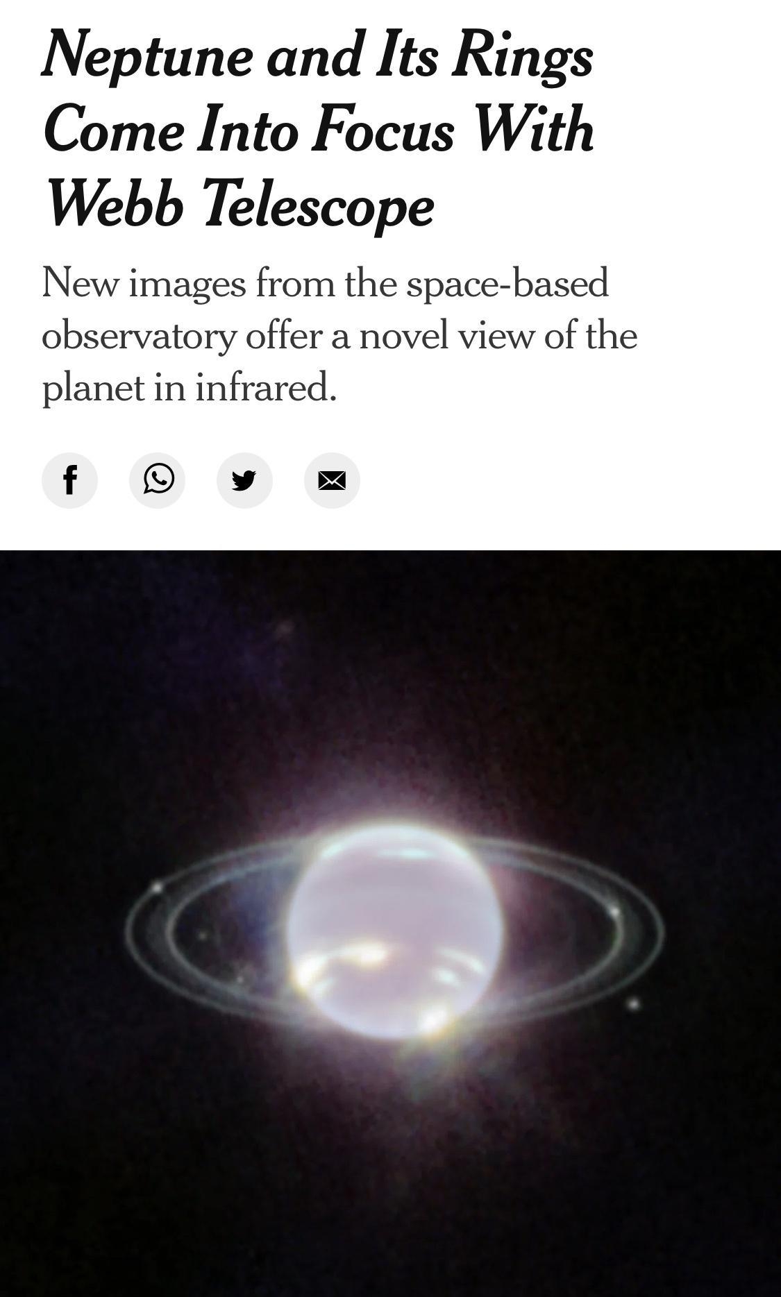 Neptune and Its Rings Come Into Focus With Webb Telescope New imag ased view of the