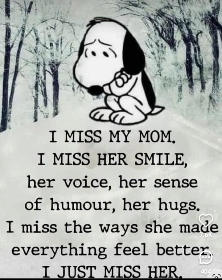 I MISS MY MOM. I MISS HER SMILE, her voice, her sense of humour, her hugs. I miss the ways she made everything feel better. I JUST MISS HER.