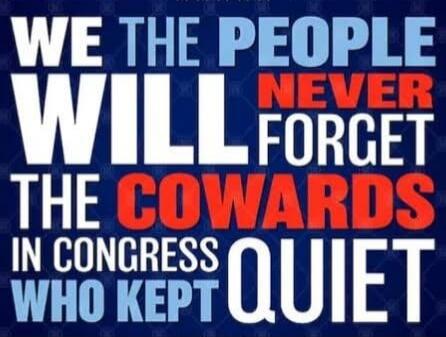 WE THE PEOPLE WILL NEVER FORGET THE COWARDS IN CONGRESS WHO KEPT QUIET