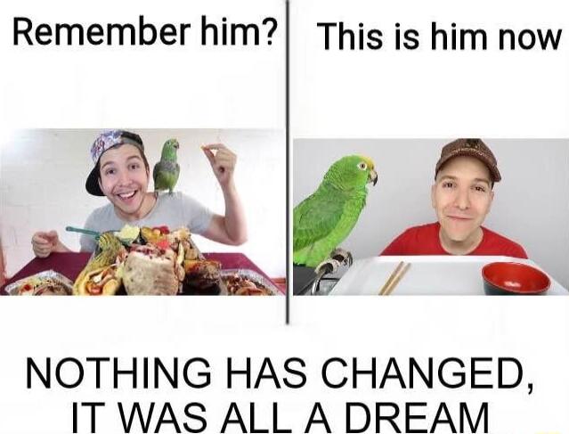 Remember him This is him now NOTHING HAS CHANGED IT WAS ALL A DREAM