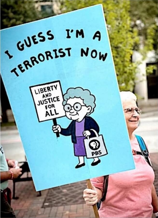 I GUESS I'M A TERRORIST NOW
LIBERTY AND JUSTICE FOR ALL