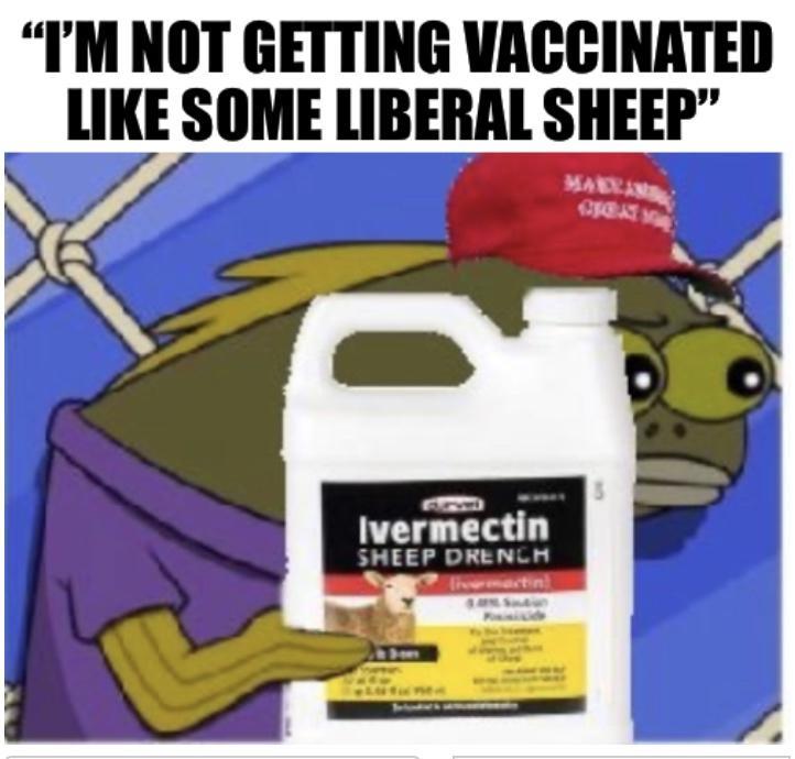 FMNOT GETTING VACCINATED LIKE SOME LIBERAL SHEEP t Ivermectin SHEEP DRENLH L