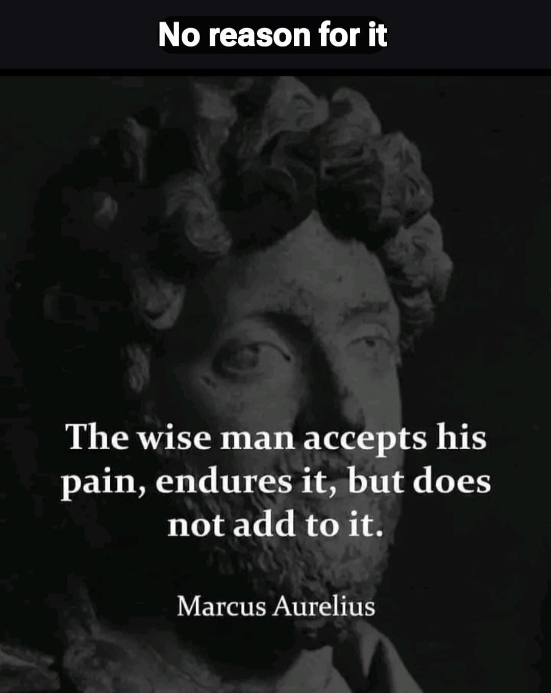 No reason for it. The wise man accepts his pain, endures it, but does not add to it. Marcus Aurelius