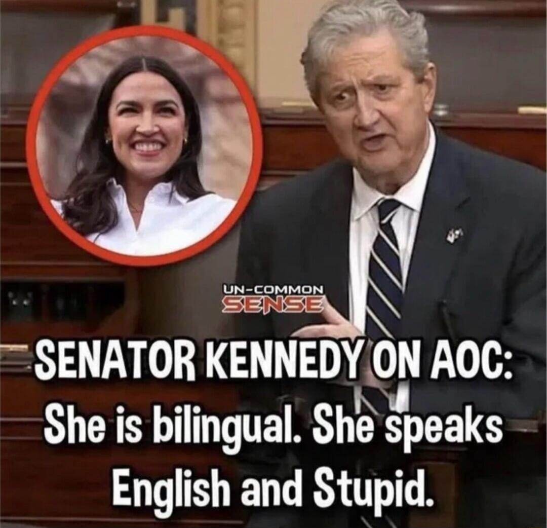 UN-COMMON SENSE SENATOR KENNEDY ON AOC: She is bilingual. She speaks English and Stupid.