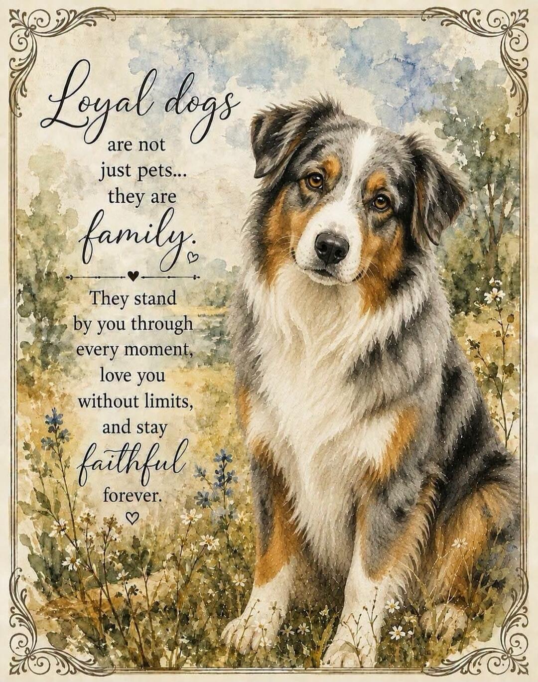 Loyal dogs are not just pets... they are family. They stand by you through every moment, love you without limits, and stay faithful forever.