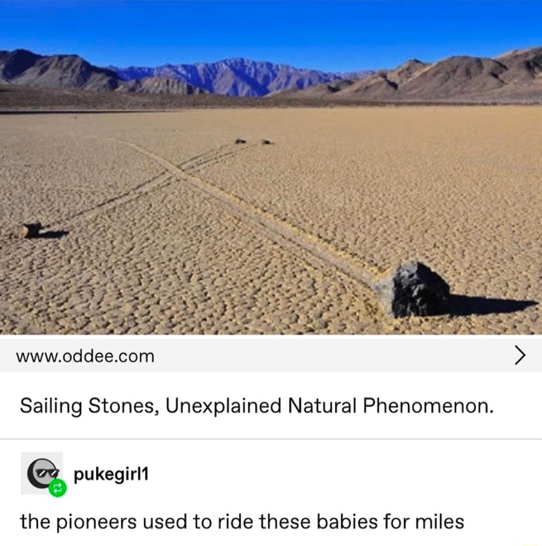 wwwoddeecom Sailing Stones Unexplained Natural Phenomenon Q pukegirit the pioneers used to ride these babies for miles