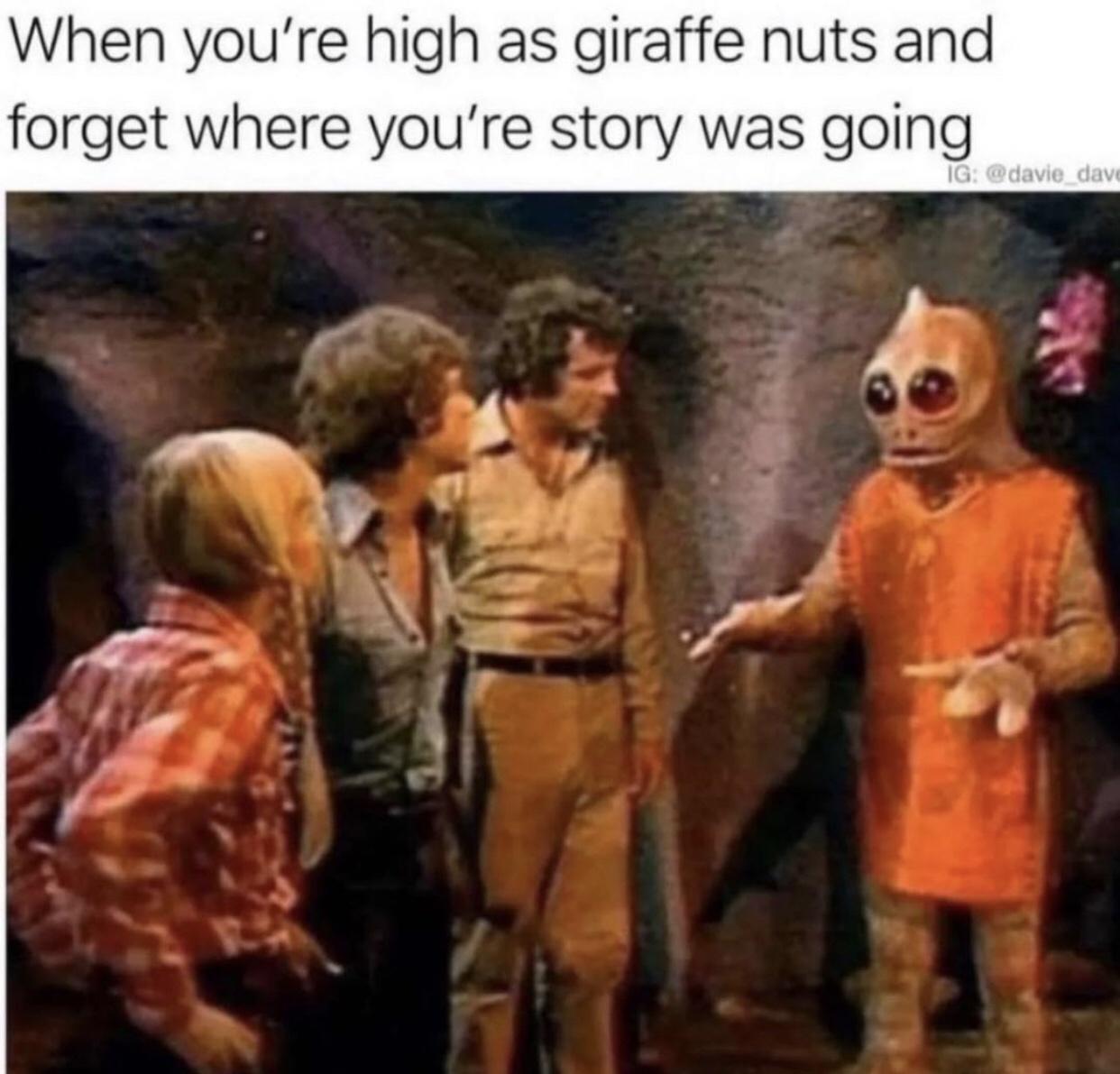 When youre high as giraffe nuts and forget where youre story was going
