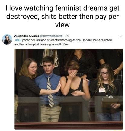 love watching feminist dreams get destroyed shits better then pay per