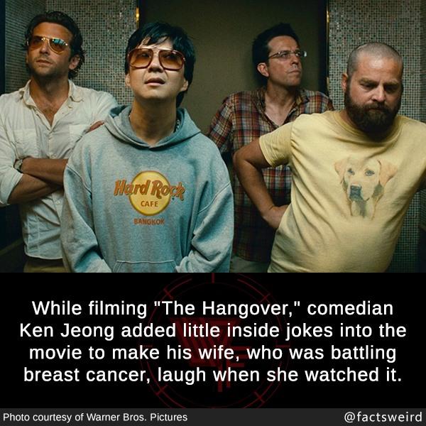 ALIERATTL T R CRE EL T TOET AR ELTEL Ken Jeong added little inside jokes into the TR N EUCI T ERT R RVE LR E T breast cancer laugh when she watched it Photo courtesy of Wamer Bros Pictures factsweird