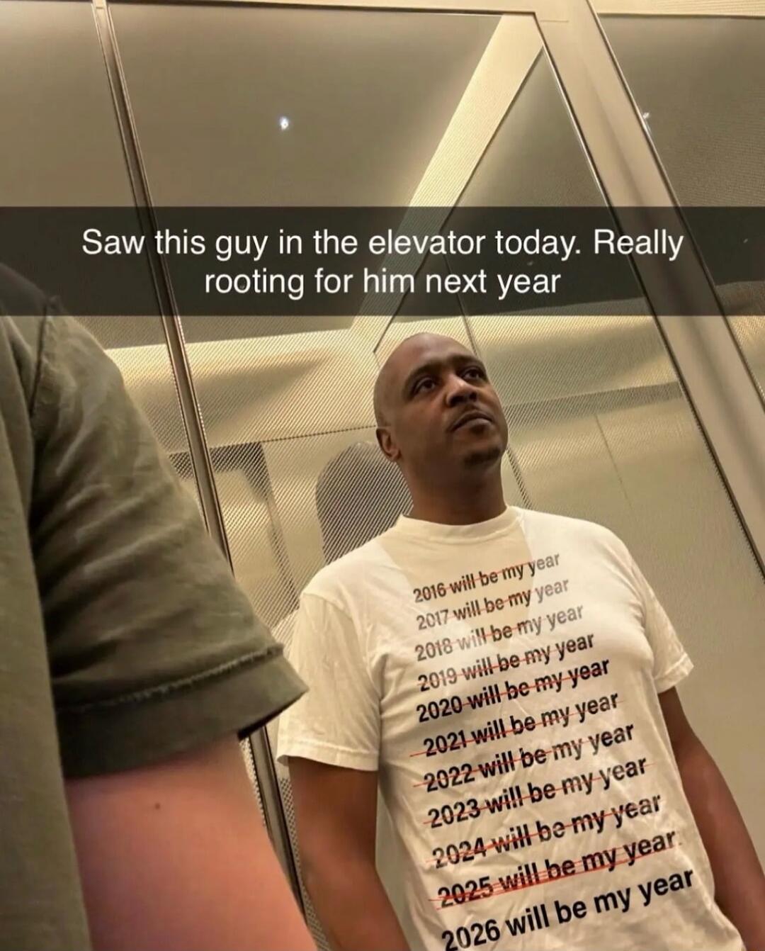 Saw this guy in the elevator today. Really rooting for him next year