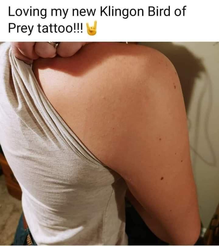 Loving my new Klingon Bird of Prey tattoo