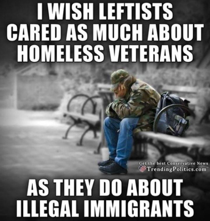 WISH LEFTISTS CARED AS MUCH ABOUT HOMELESS VETERANS AS THEY Ill ABlllll ILLEGAL IMMIGRANTS