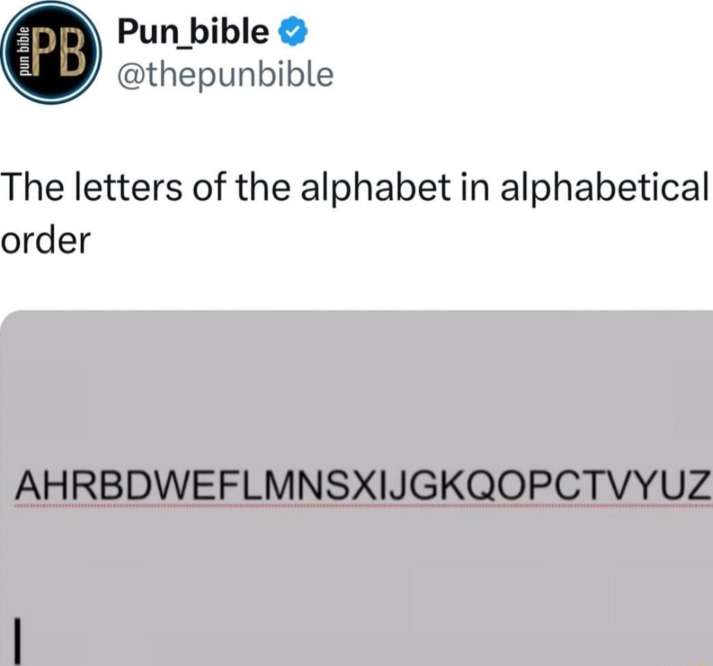 Punbible thepunbible he letters of the alphabet in alphabetical order