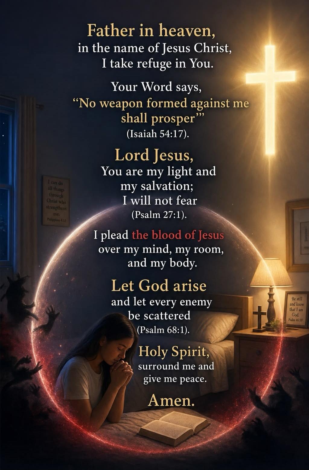 Father in heaven, in the name of Jesus Christ, I take refuge in You. Your Word says, 