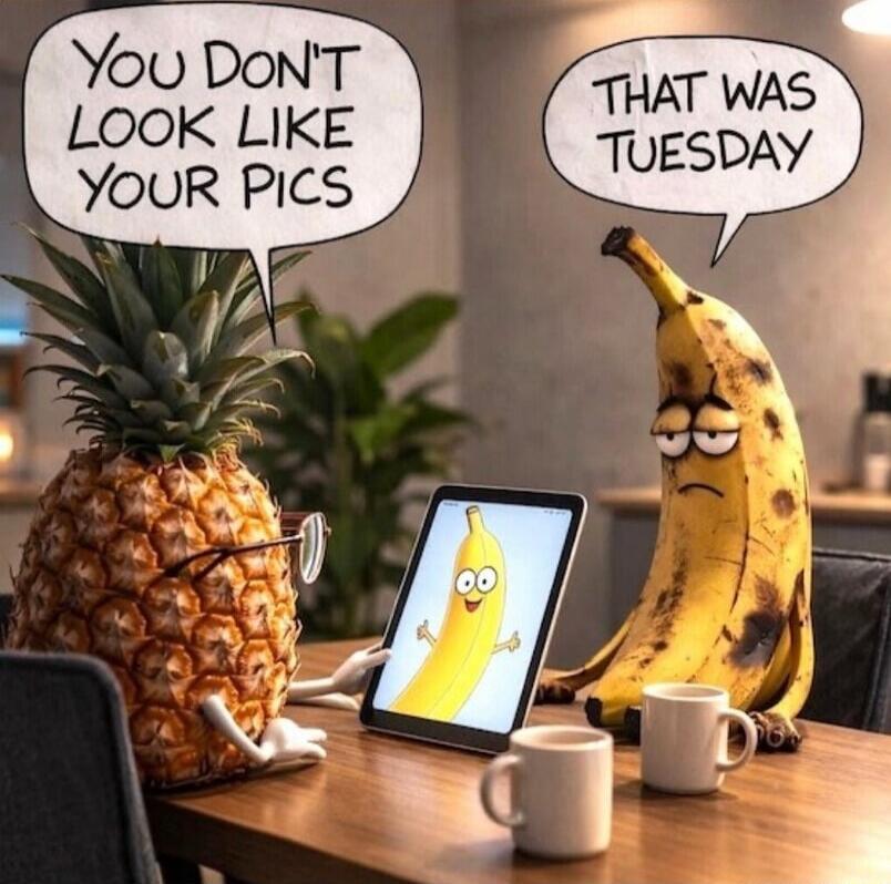 YOU DON'T LOOK LIKE YOUR PICS THAT WAS TUESDAY