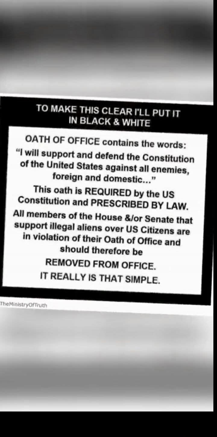 TO MAKE THIS CLEAR I'LL PUT IT IN BLACK & WHITE OATH OF OFFICE contains the words: 