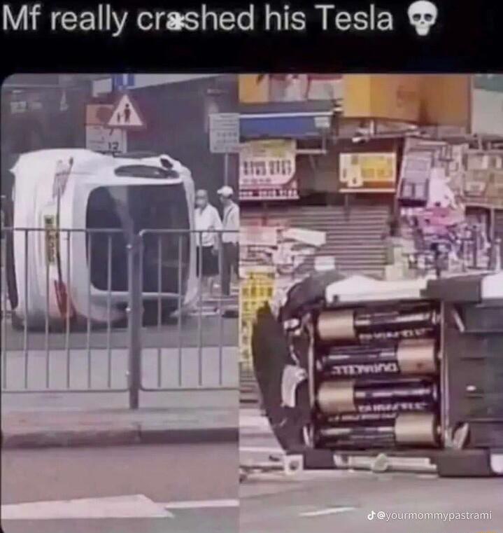 Mf really crashed his Tesla