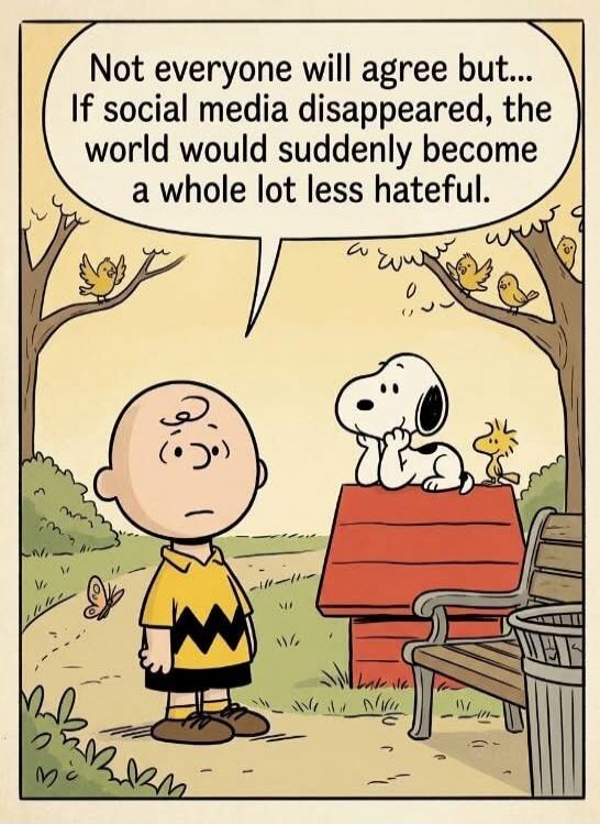 Not everyone will agree but... If social media disappeared, the world would suddenly become a whole lot less hateful.