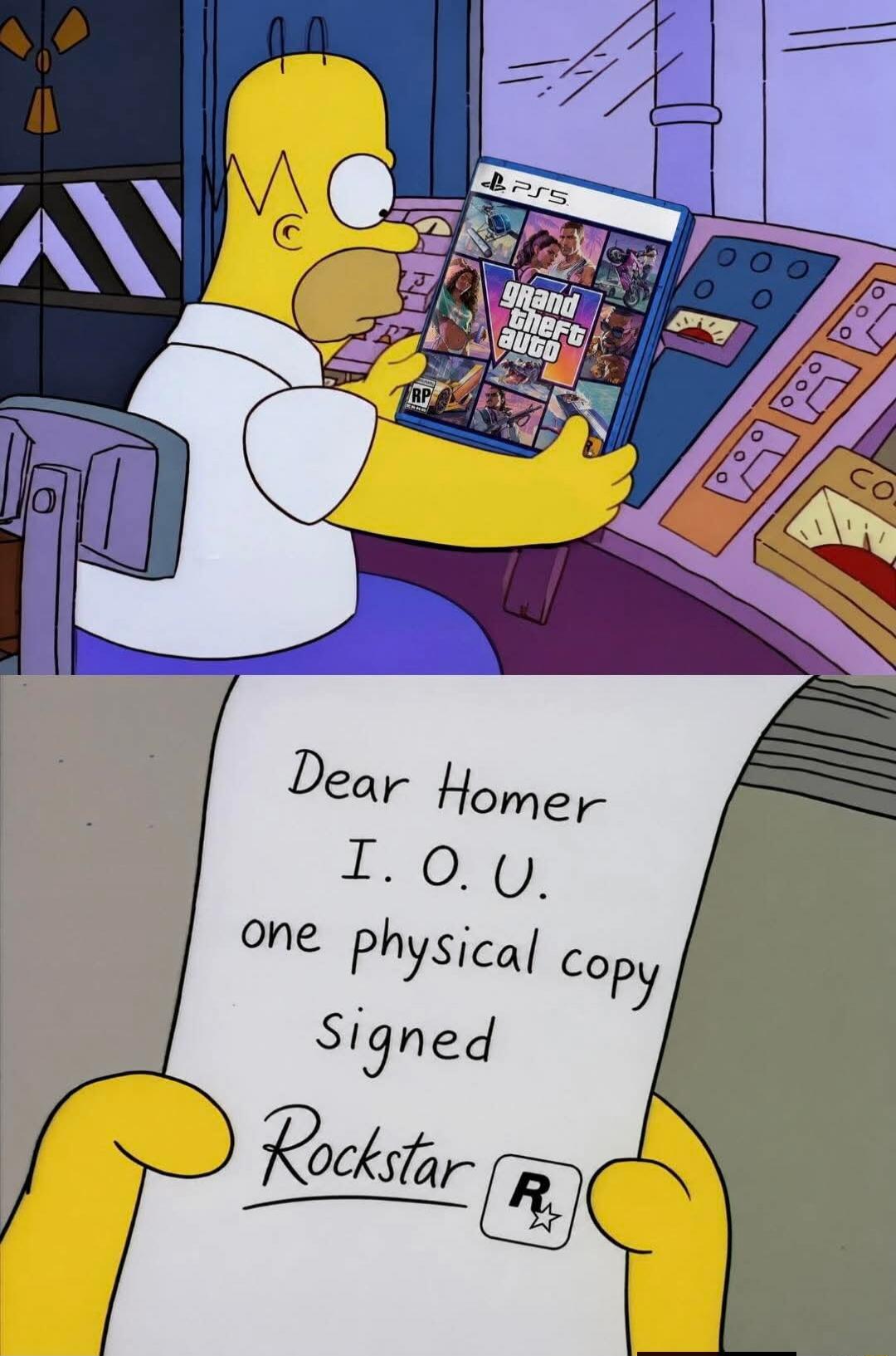 PS5 Grand Theft Auto RP Dear Homer I. O. U. one physical copy signed Rockstar R