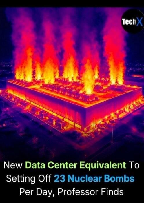 TechX New Data Center Equivalent To Setting Off 23 Nuclear Bombs Per Day, Professor Finds