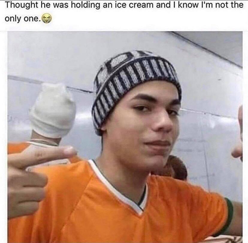 Thought he was holding an ice cream and know Im not the only one