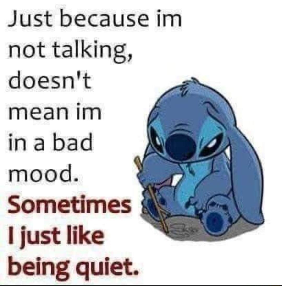 Just because im not talking doesnt mean im in a bad mood Sometimes I just like being quiet