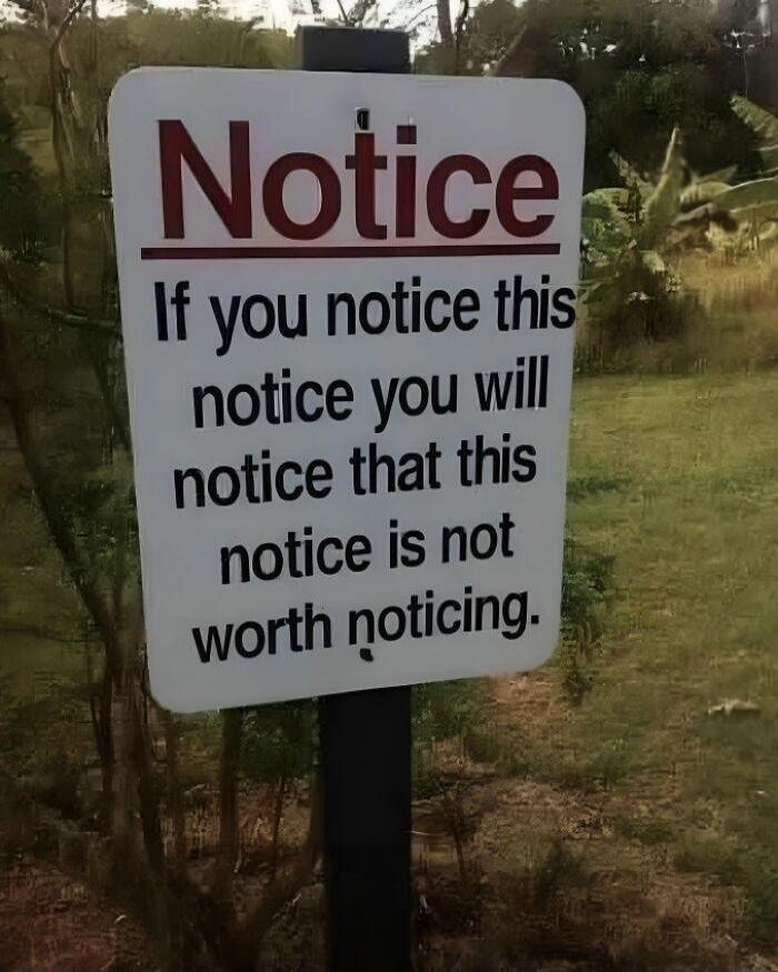 Notice. If you notice this notice you will notice that this notice is not worth noticing.